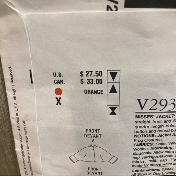 VOGUE Vintage All Sizes Included Pattern Number V 2934 - Picture 4 of 5